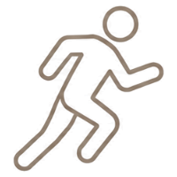 Outline of a head with tension marked above it